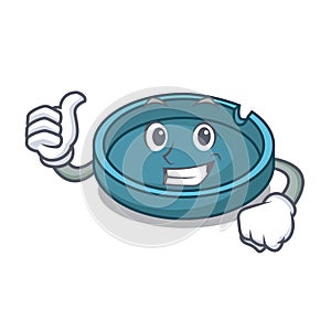 Thumbs up ashtray character cartoon style