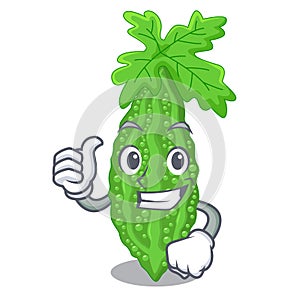 Thumbs up bitter melon gourd on shape cartoon