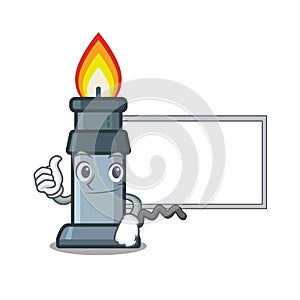 Thumbs up with board bunsen burner isolated with the cartoon