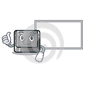 Thumbs up with board ctrl button in the cartoon shape