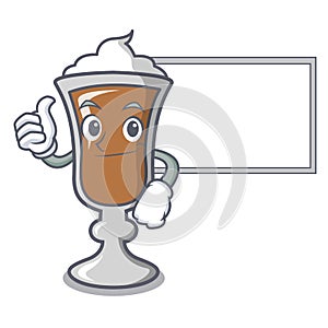 Thumbs up with board irish coffee character cartoon