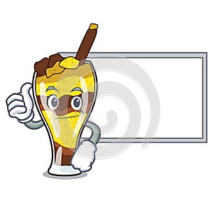 Thumbs up with board mangonada fruit character cartoon