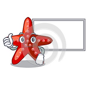 Thumbs up with board red starfish isolated with the character