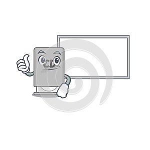 Thumbs up with board rom drive mascot isolated with cartoon