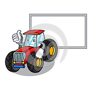 Thumbs up with board tractor character cartoon style