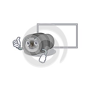 Thumbs up with board zoom lens mascot isolated with character