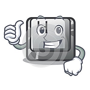 Thumbs up button H in the shape cartoon