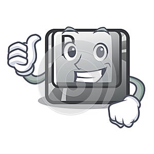Thumbs up button P in the shape mascot