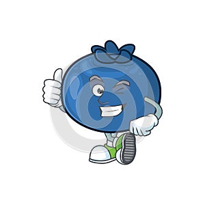 Thumbs up cartoon funny blueberry fruit with mascot