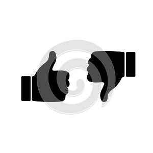 Thumbs up and down vector flat icon