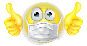 Thumbs Up Emoticon Emoji PPE Mask Face Icon