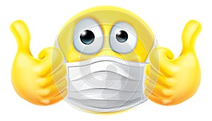 Thumbs Up Emoticon Emoji PPE Mask Face Icon