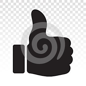 Thumbs up flat icon for apps and websites on a transparent background