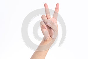 Thumbs up in front of white backgroundhands holding Numbers in front of