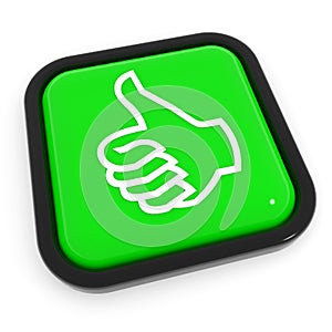 Thumbs up gesture green button.