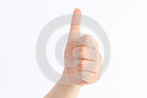 Thumbs up gesture in the white background