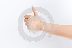 Thumbs up gesture in the white background