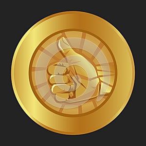 thumbs up gold medal emblem symbol of ok agree correct best of the best seal certificate badge award