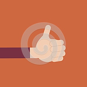 Thumbs up. Hand voting. Hand with a raised thumb. Like, consent, approval. Manifesting your choice. Vector isolated illustration.