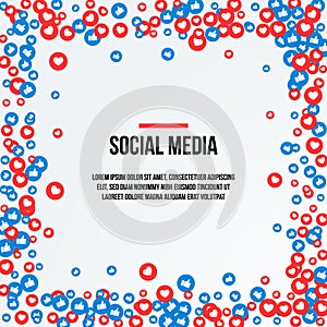 Thumbs up and heart icon flying. social media love and like icons. emoticon vector