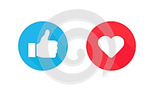 Thumbs up and heart, social media icon, empathetic emoji reactions. Vector Illustration. EPS 10