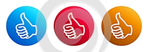 Thumbs up icon premium trendy round button set