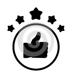 Thumbs up icon with star pattern border