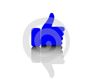 `Thumbs up icon, vector, reflection, shadow.Symbols like or excellent.Button icon thumbs up vector.`