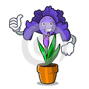 Thumbs up iris flower character cartoon