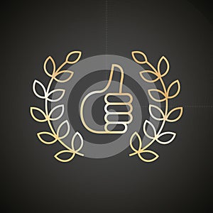 thumbs up laurels. Vector illustration decorative design