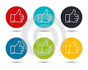 Thumbs up like icon flat round button set illustration design