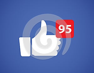 Thumbs up like social network icon. New likes number appreciation online. Web blogging concept