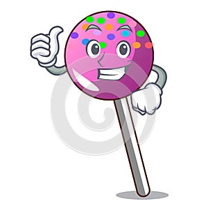 Thumbs up lollipop with sprinkles character cartoon