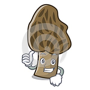 Thumbs up morel mushroom character cartoon