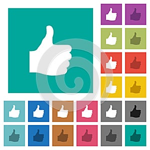 Thumbs up square flat multi colored icons