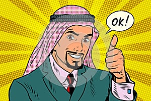 Thumbs up Okey, the Arab businessman