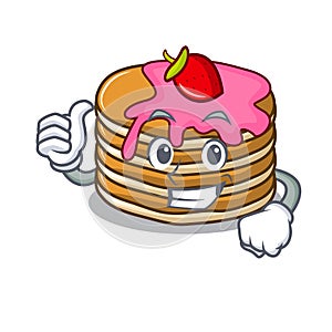 Thumbs up pancake with strawberry character cartoon