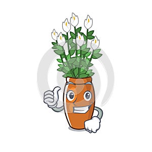 Thumbs up peace lily put into cartoon pot