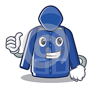 Thumbs up raincoat isolated with in the mascot