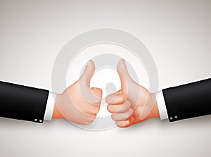 Thumbs Up Sign of Two Professional Businessman Hands for Agreements photo