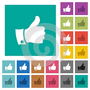 Thumbs up square flat multi colored icons