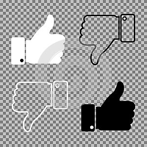 Thumbs up thumbs down on background. Vector illustration