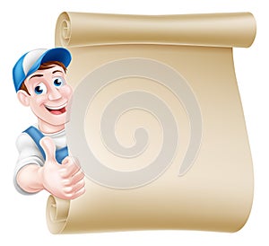 Thumbs up tradesman scroll