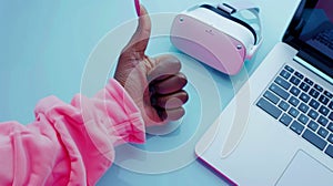 Thumbs Up for Virtual Reality.AI generated image