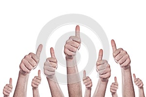 Thumbs up on white background