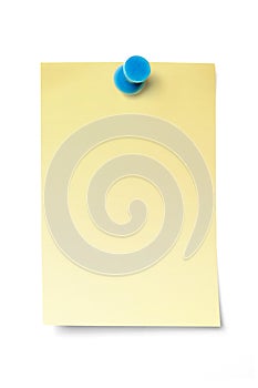 Thumbtack on adhesive note with clipping path