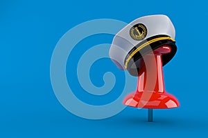 Thumbtack with captain`s hat