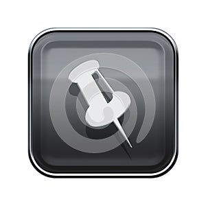thumbtack icon glossy grey.