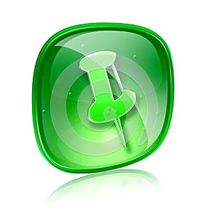 thumbtack icon green glass.