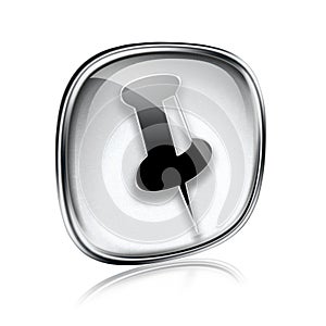 thumbtack icon grey glass.